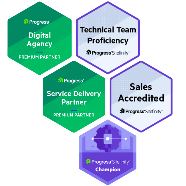 sitefinity premium partner certifications badges from progress